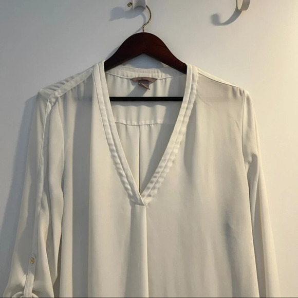 Top tunic 18 adjustable sleeves cream V neck H&M - Picture 4 of 4